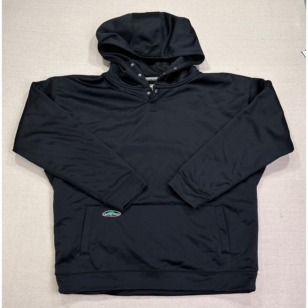 Arborwear Tech II Hoodie Mens‎ 2XL Black Snap Neck Fleece Lined Outdoor Workwear